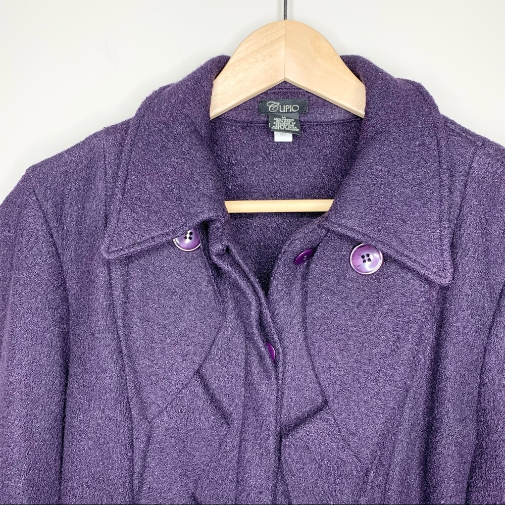 CUPIO Purple Boiled Wool Ruffle Jacket Medium - Picture 2 of 8